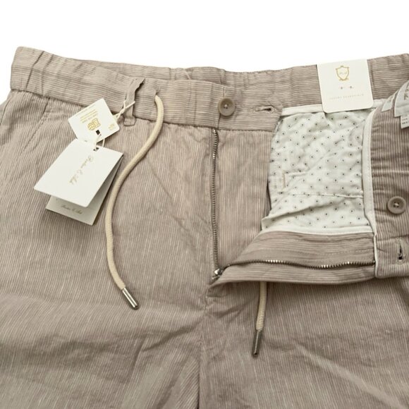 Porter & Ash Shorts Mens Size L Drawstring Linen Blend Beige Striped NEW - Picture 3 of 5